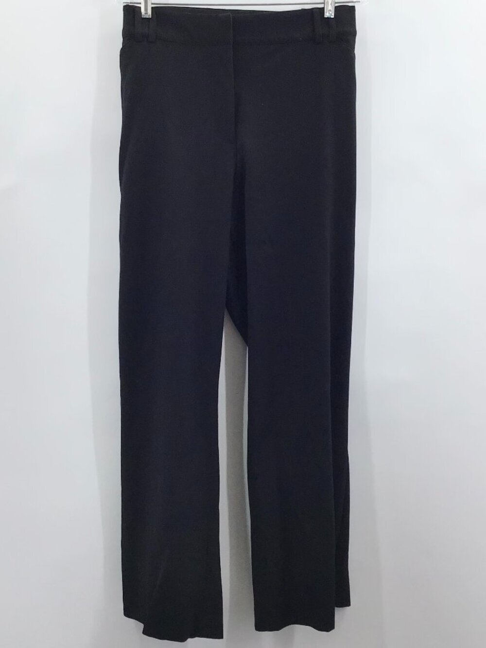 Women's 28 Black Trousers Work Pants Boot Cut STRETCH Flat Waist Classic Office